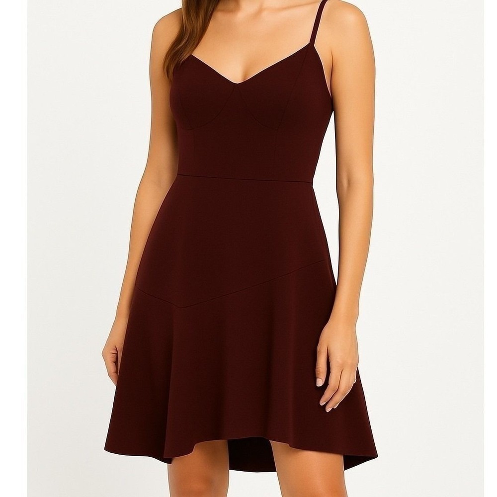 Banana Republic Womens Burgundy Size 2 Asymmetrical Sleeveless Cocktail Dress US